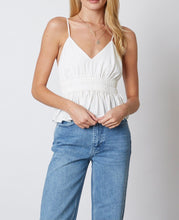 Load image into Gallery viewer, Spaghetti Strap Ruch Peplum Crop Top
