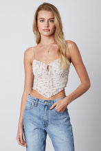 Load image into Gallery viewer, Peasant Key Hole Tie Ruffle Hem Crop Top