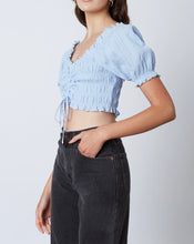 Load image into Gallery viewer, Smocked Ruched Tie Peasant Crop Top