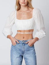 Load image into Gallery viewer, Peasant Tie Square Neck Crop Top