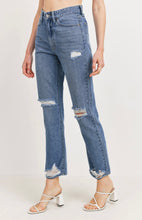 Load image into Gallery viewer, Denim High Rise Distress Straight Leg Jeans