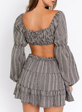 Load image into Gallery viewer, Gingham Underwire Long Sleeve Crop Top