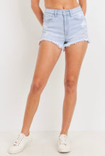 Load image into Gallery viewer, High Rise Hi-Low Hem Stretch Destroyed Jean Shorts
