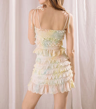 Load image into Gallery viewer, Eyelet Rainbow Tie Dye Smock Mini Skirt