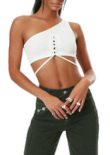 Load image into Gallery viewer, Aria One Shoulder Lace Up Crop Top
