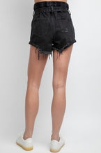 Load image into Gallery viewer, Paper Bag Side Roll Distressed Jean Shorts
