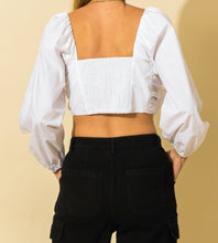 Load image into Gallery viewer, Bow Tie Balloon Sleeve Crop Top