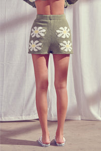 Daisy Knit Zipper Shorts