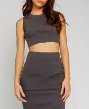 Load image into Gallery viewer, Rib Knit Crew Neck Sleeveless Crop Top