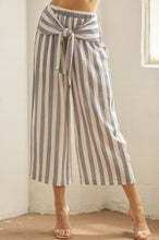 Load image into Gallery viewer, Stripe Tie Front Wide Leg Crop Pants